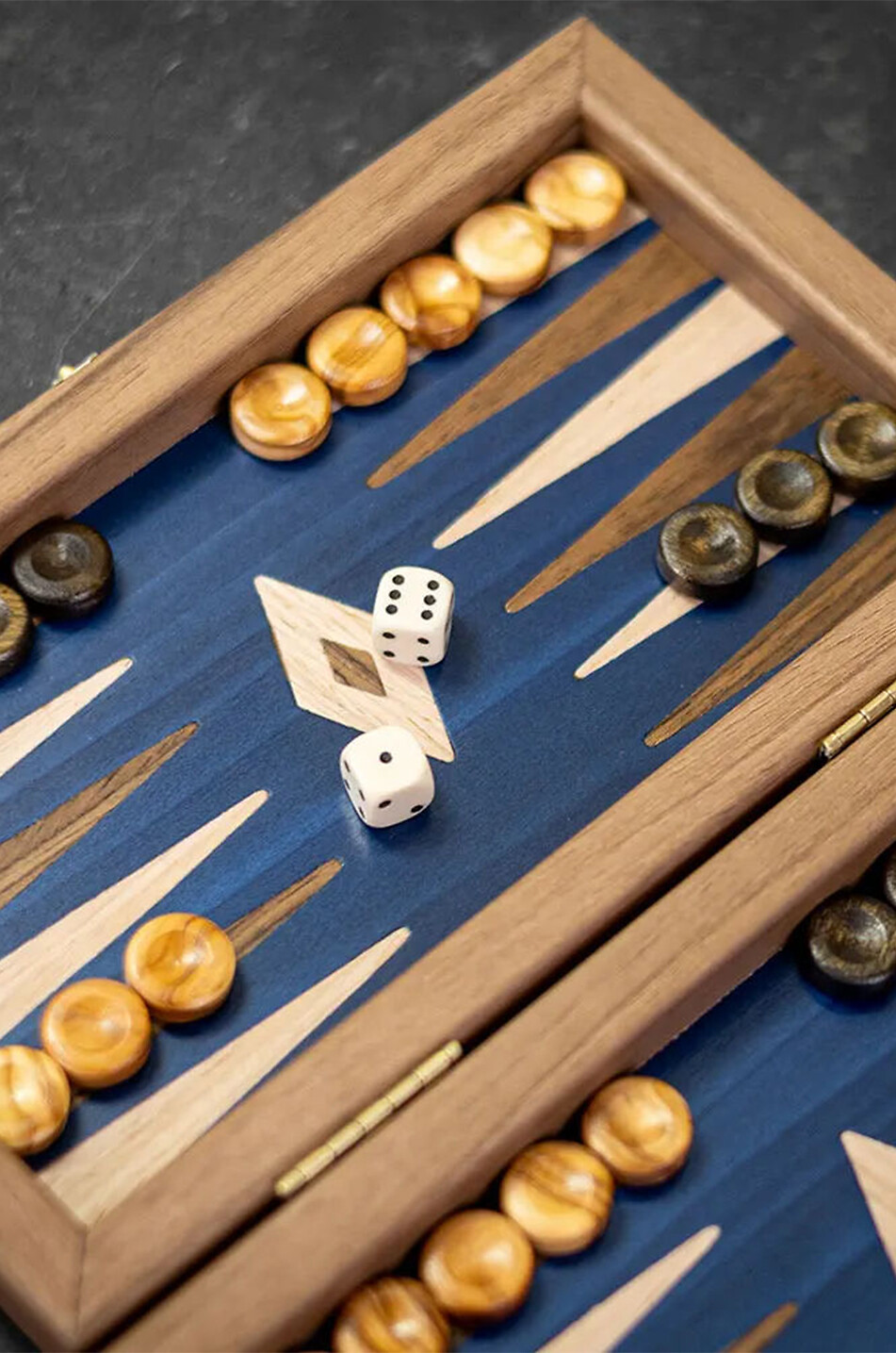 MANOPOULOS Jeu de Backgammon en bois American Blue Walnut Inlaid Maison BLEU MOYEN 3