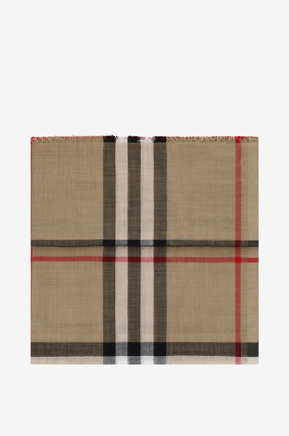 Giant Check Archive Beige wool and silk gauze scarf BURBERRY Bongenie