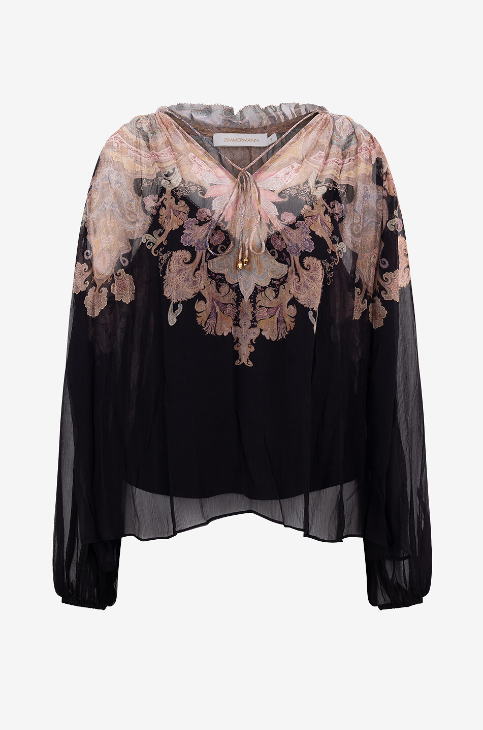 Blouse en georgette imprimée Paisley Illustration Billow