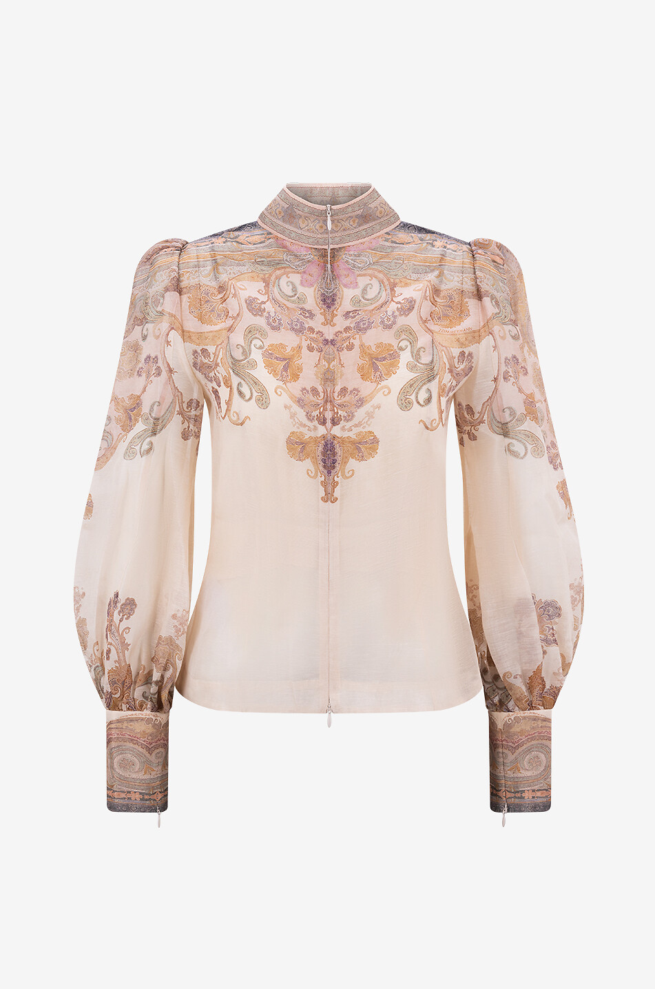 Blouse en soie et lin imprimée Paisley Illustration Bodice