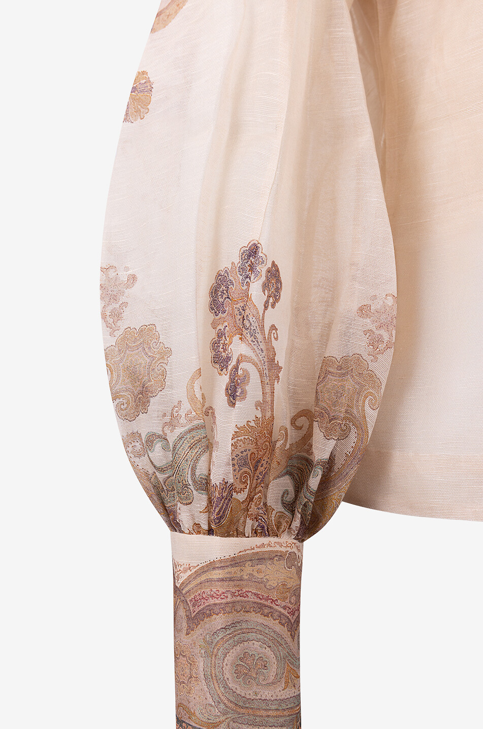 Blouse en soie et lin imprimée Paisley Illustration Bodice