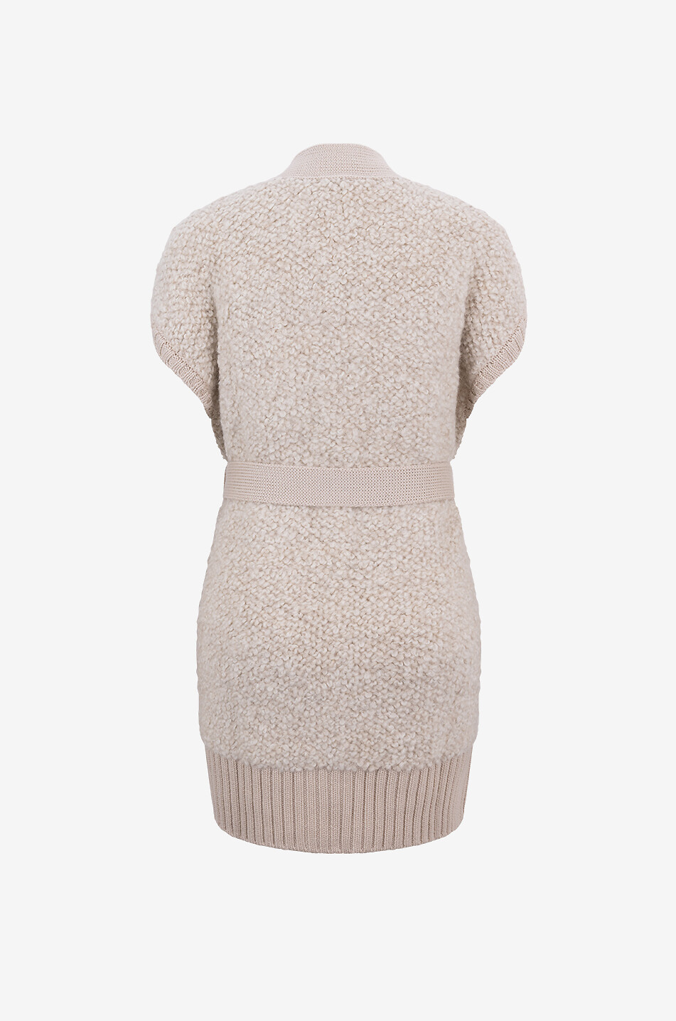 AKRIS PUNTO Ärmelloser Bouclé-Strick-Cardigan mit Gürtel Damen Hellbeige 2