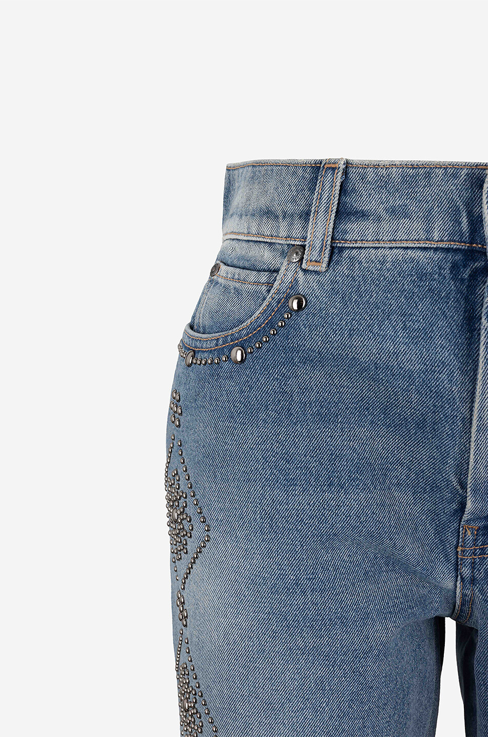 Gerade ausgewaschene Jeans mit Nietenbesatz Gatti