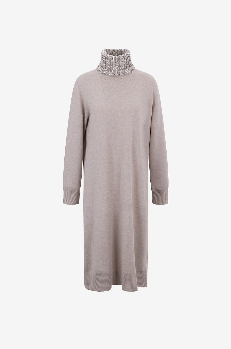 FABIANA FILIPPI Robe pull courte en fil Platinum à col roulé scintillant Femme Beige clair 2