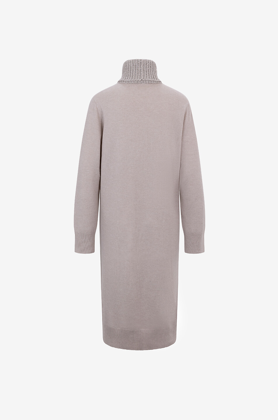FABIANA FILIPPI Kurzes Platinum-Strickkleid mit funkelndem Rollkragen Damen Hellbeige 2