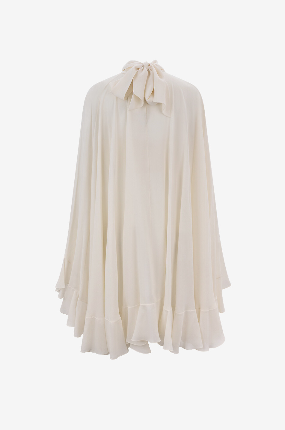 CHLOE Ruffled cape blouse in silk georgette Women WHITE 2
