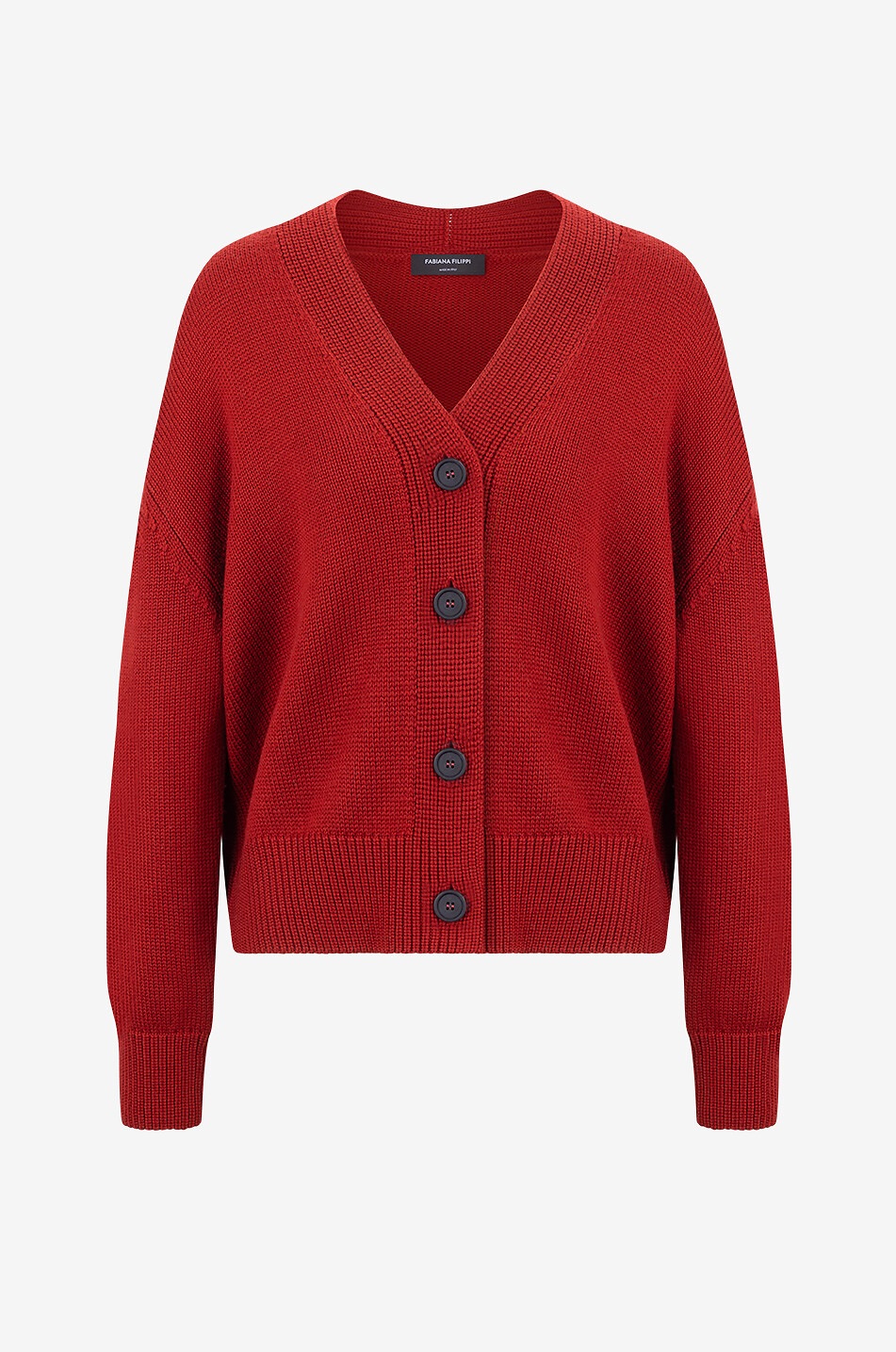 Geknöpfter Boxy-Cardigan aus Schurwolle mit V-Ausschnitt