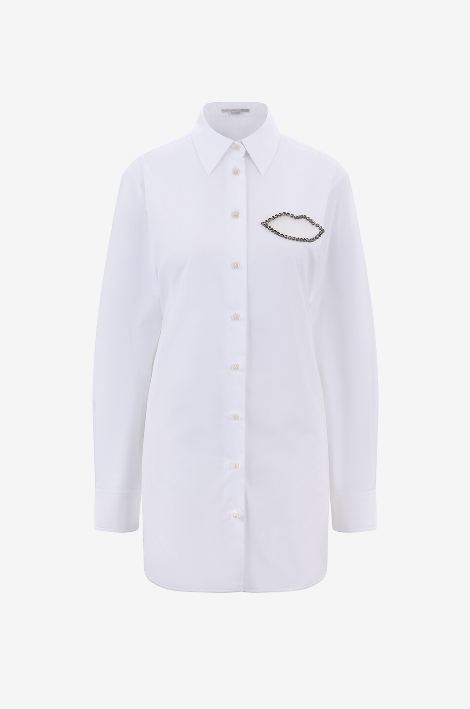 STELLA McCARTNEY Chemise oversize en poeline bio à patch lèvres en cristaux Femme BLANC 1