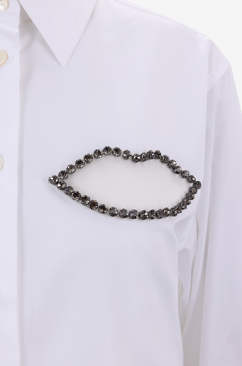 Oversize-Hemd aus Bio-Popeline mit kristallbesetztem Lippenpatch