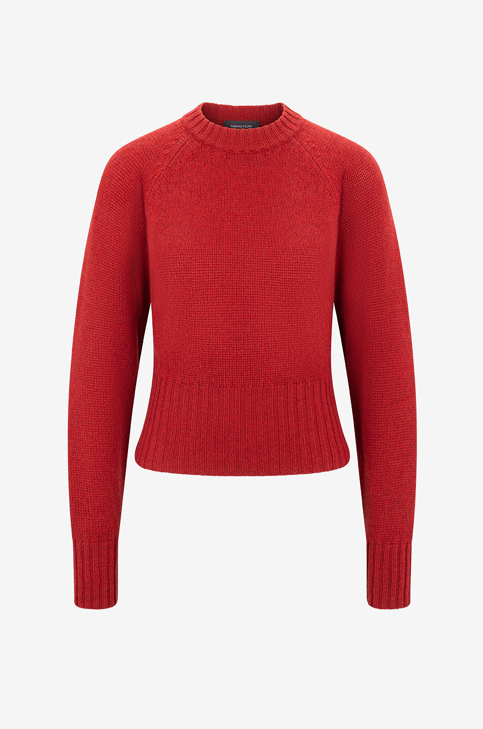 Pull ajusté à col rond et manches raglan en cachemire