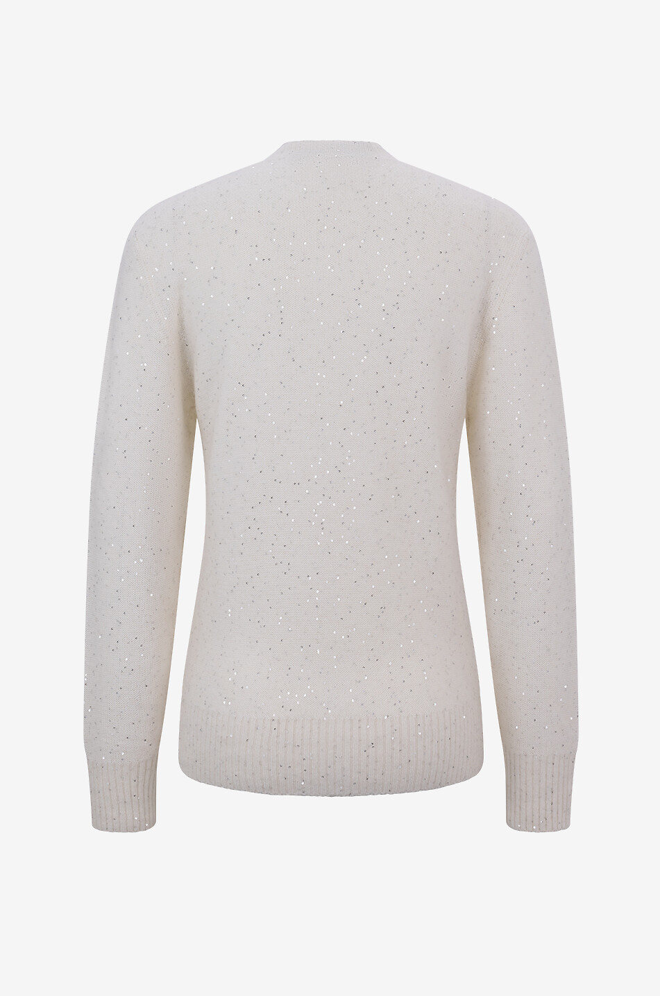 FABIANA FILIPPI Pull point mousse en cachemire et alpaga à col V et sequins Femme BLANC CASSE 3