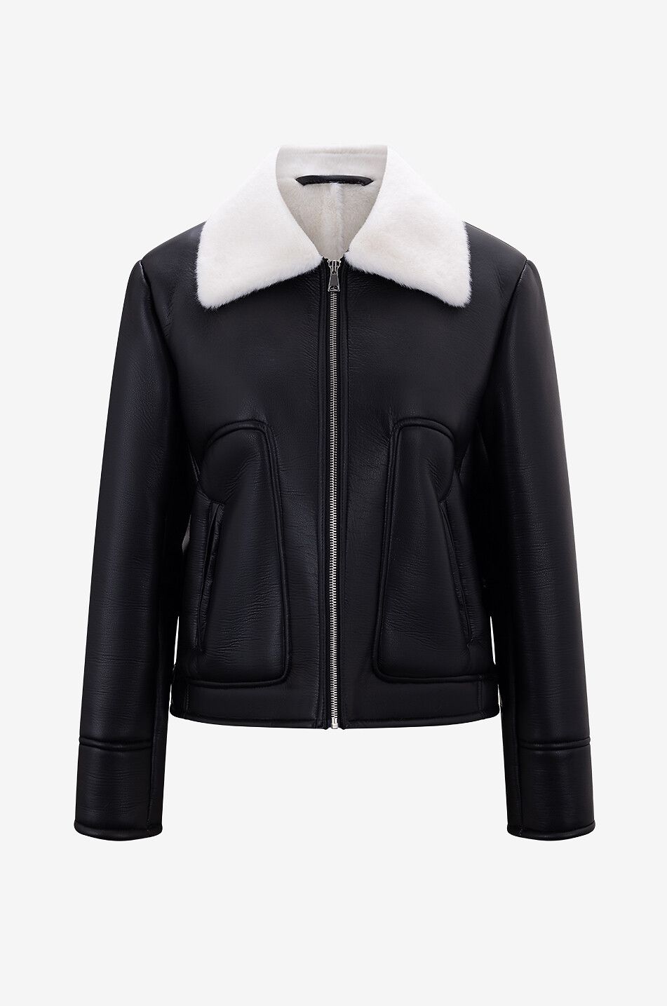 Black faux fur aviator jacket online