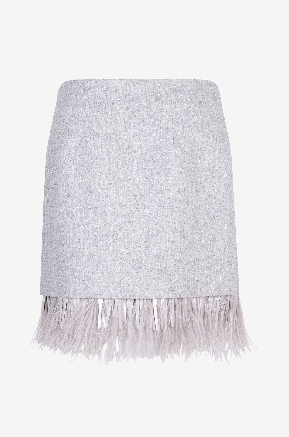 BRUNELLO CUCINELLI Couture flannel miniskirt with removable feather fringing Women LIGHT GREY 2