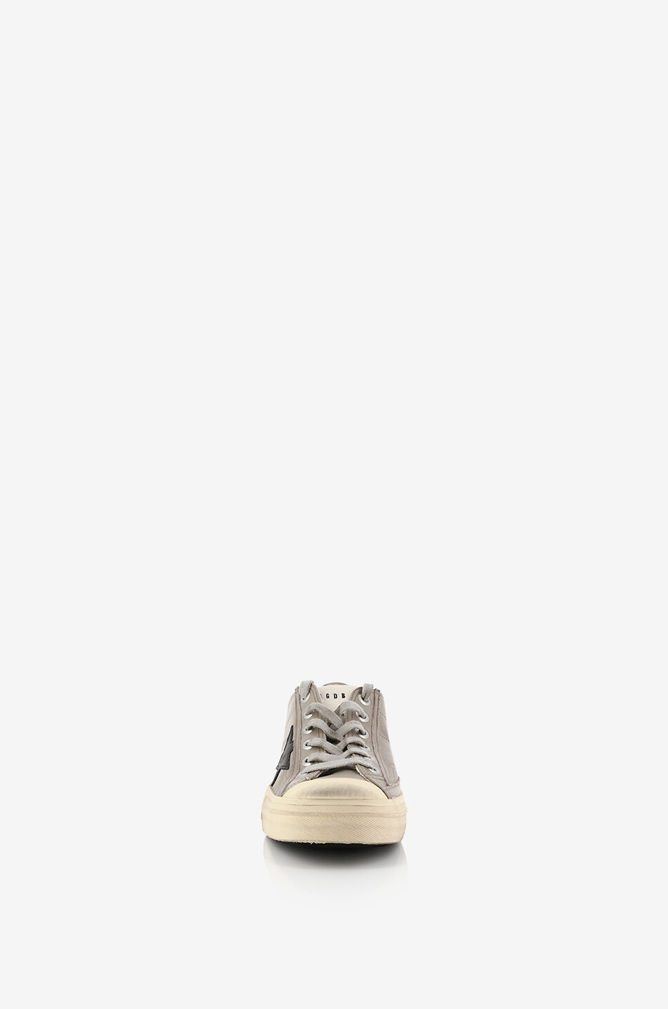 GOLDEN GOOSE V-Star distressed nappa leather low-top lace-up sneakers Men MEDIUM GREY 2