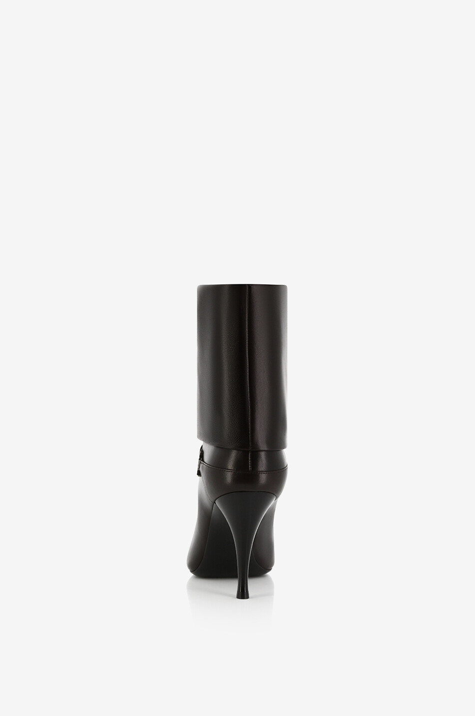 SAINT LAURENT PARIS Bottines à talon aiguille en cuir nappa Ricky 90 Femme MARRON FONCÉ 4