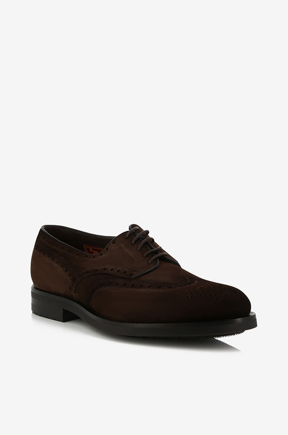 Perforated patinated suede brogues