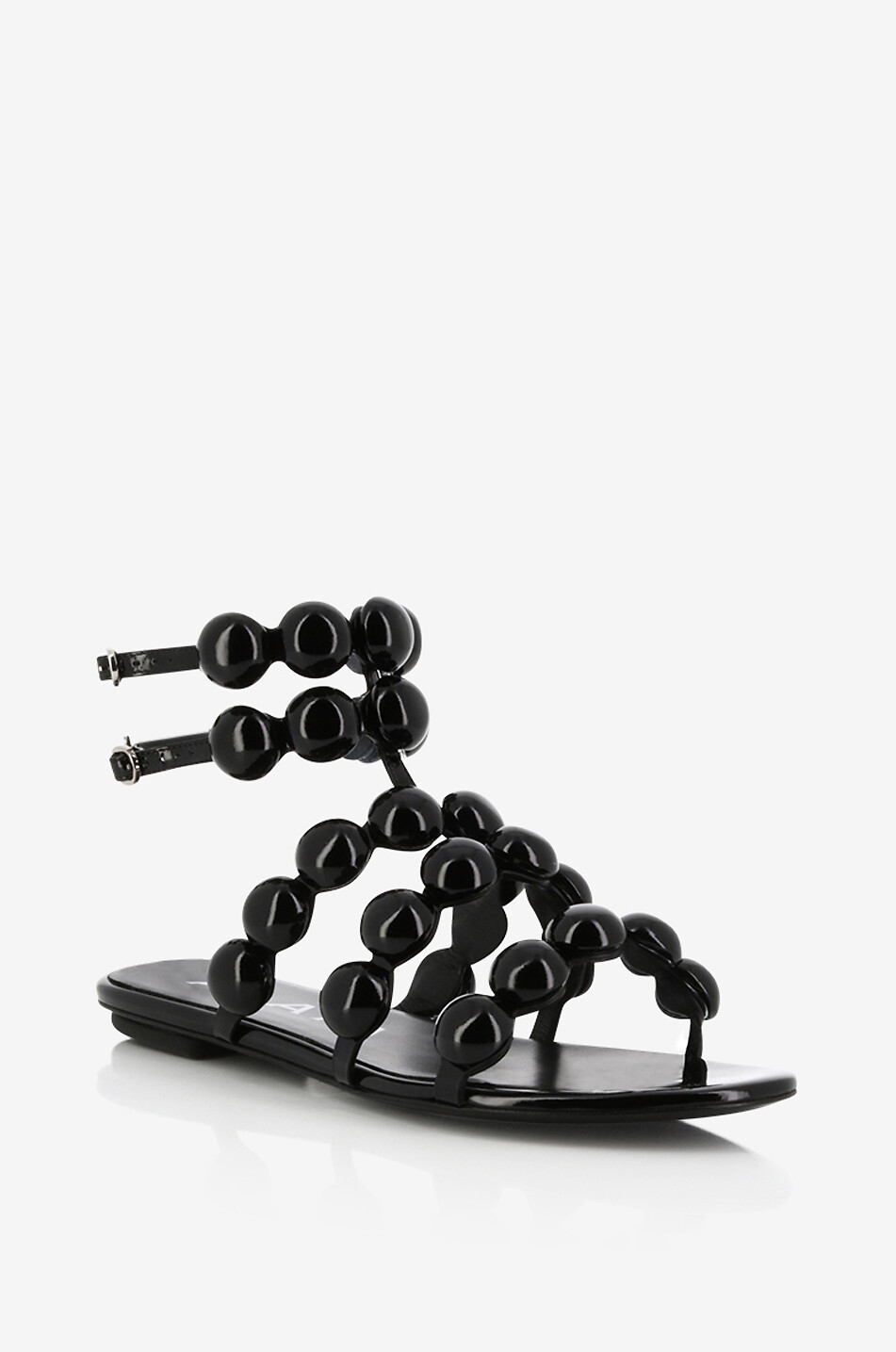 ALAÏA Bombe 5 patent leather flat sandals Women BLACK 1