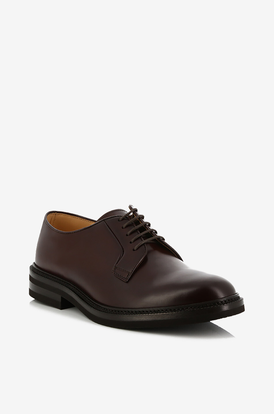 BRUNELLO CUCINELLI Derbies en cuir lisse brillant Homme MARRON MOYEN 1