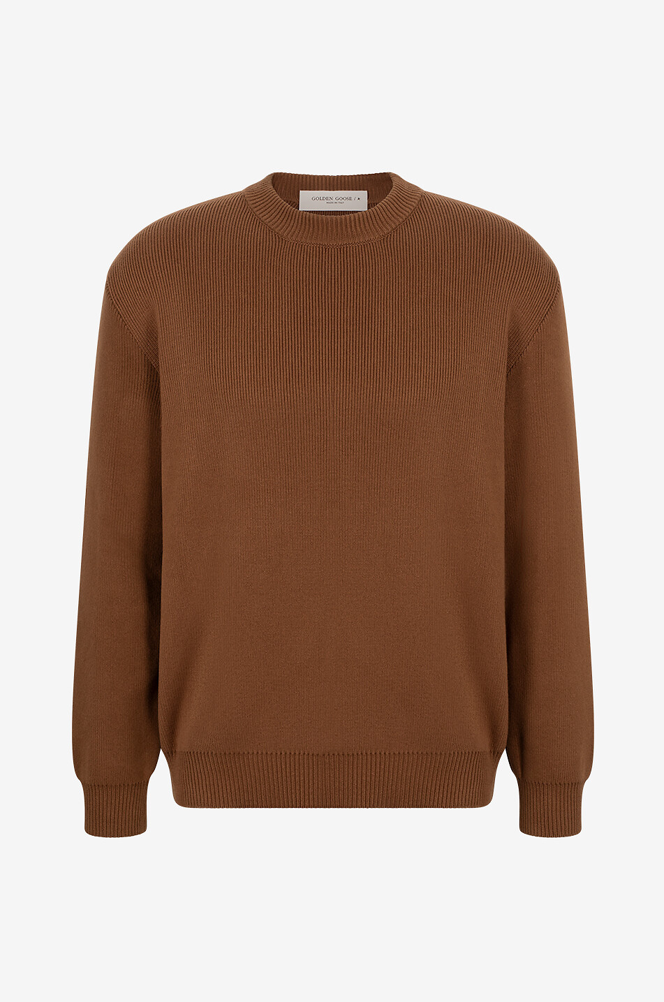 GOLDEN GOOSE Pull en coton bio motif logo Davis Homme MARRON MOYEN 1