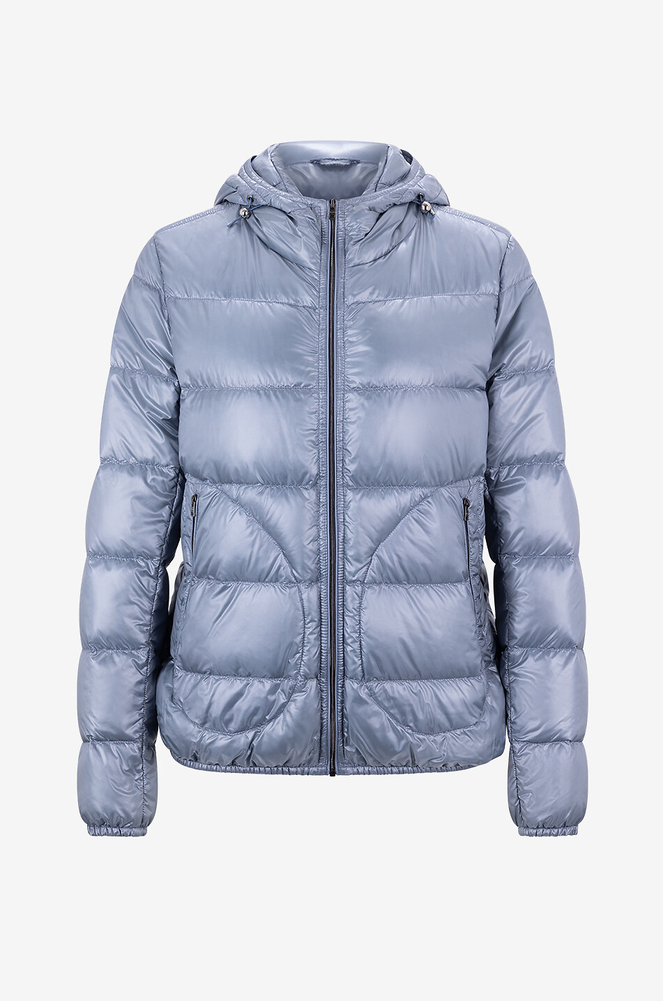 Kurze Daunenjacke mit Kapuze aus Nylon Ultra-Light