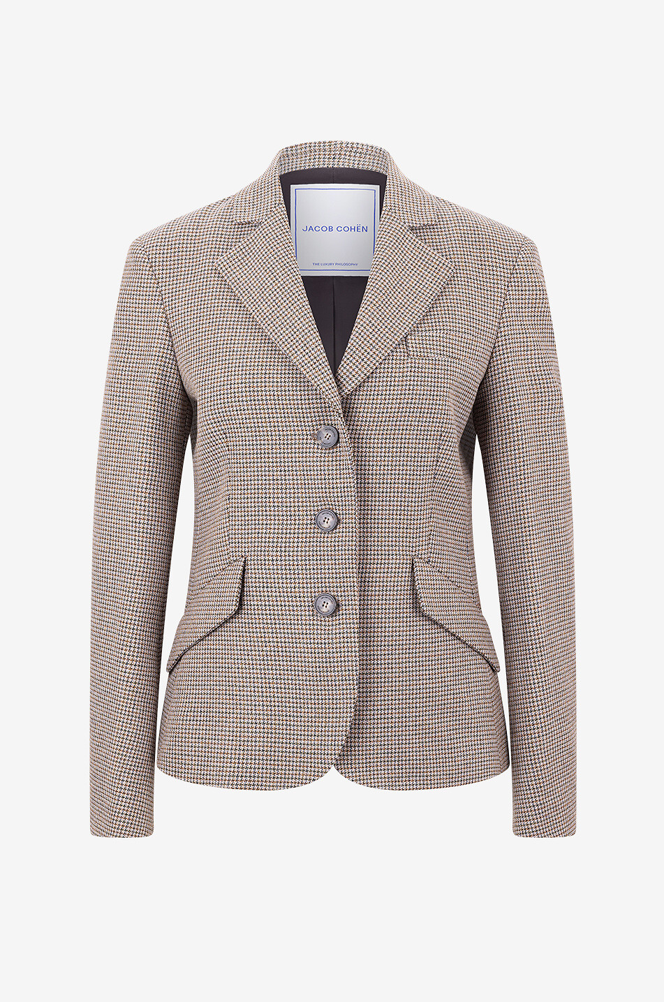 Blazer en laine à boutonnage simple et motif pied-de-poule