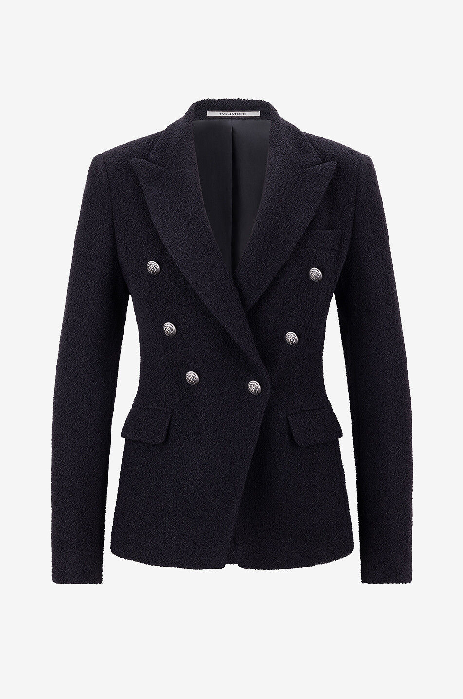 Blazer à boutonnage double en tweed bouclette Alicya