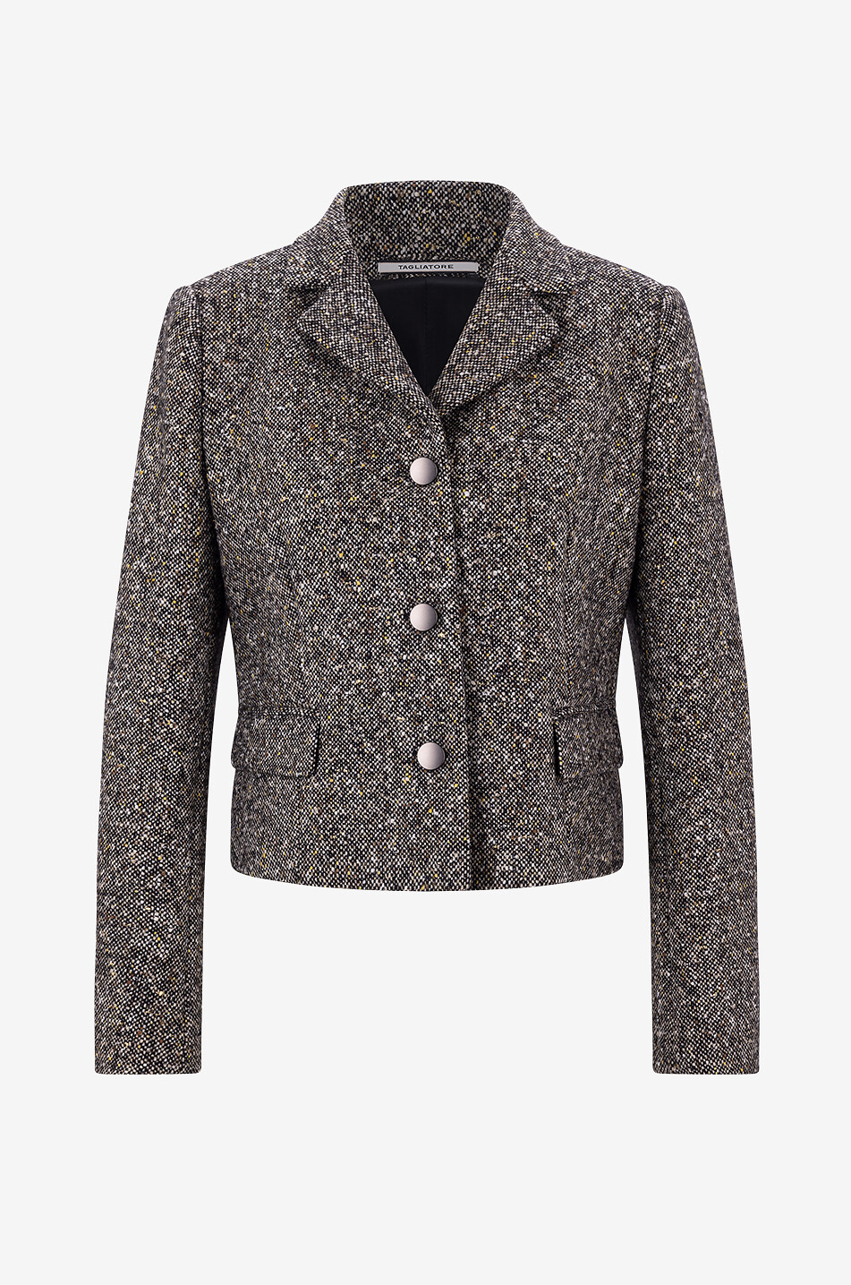 TAGLIATORE Veste droite en tweed chiné Brandie Femme NOIR 1