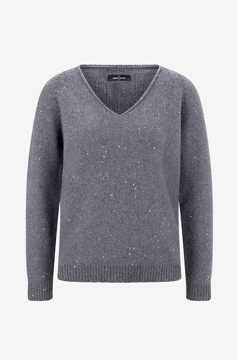 Pull en laine et cachemire à col V et sequins