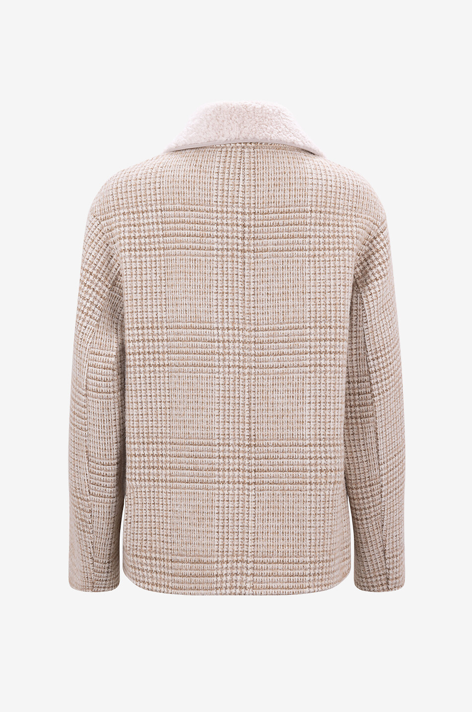 MANZONI 24 Karierte Hemdjacke mit Kunstpelzkragen Damen BEIGE 2