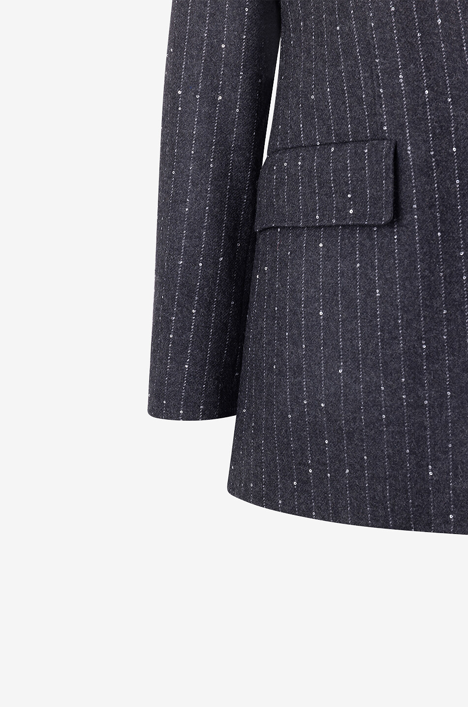 HERNO Blazer en laine droit à rayures milleraie scintillantes Femme GRIS FONCÉ 3