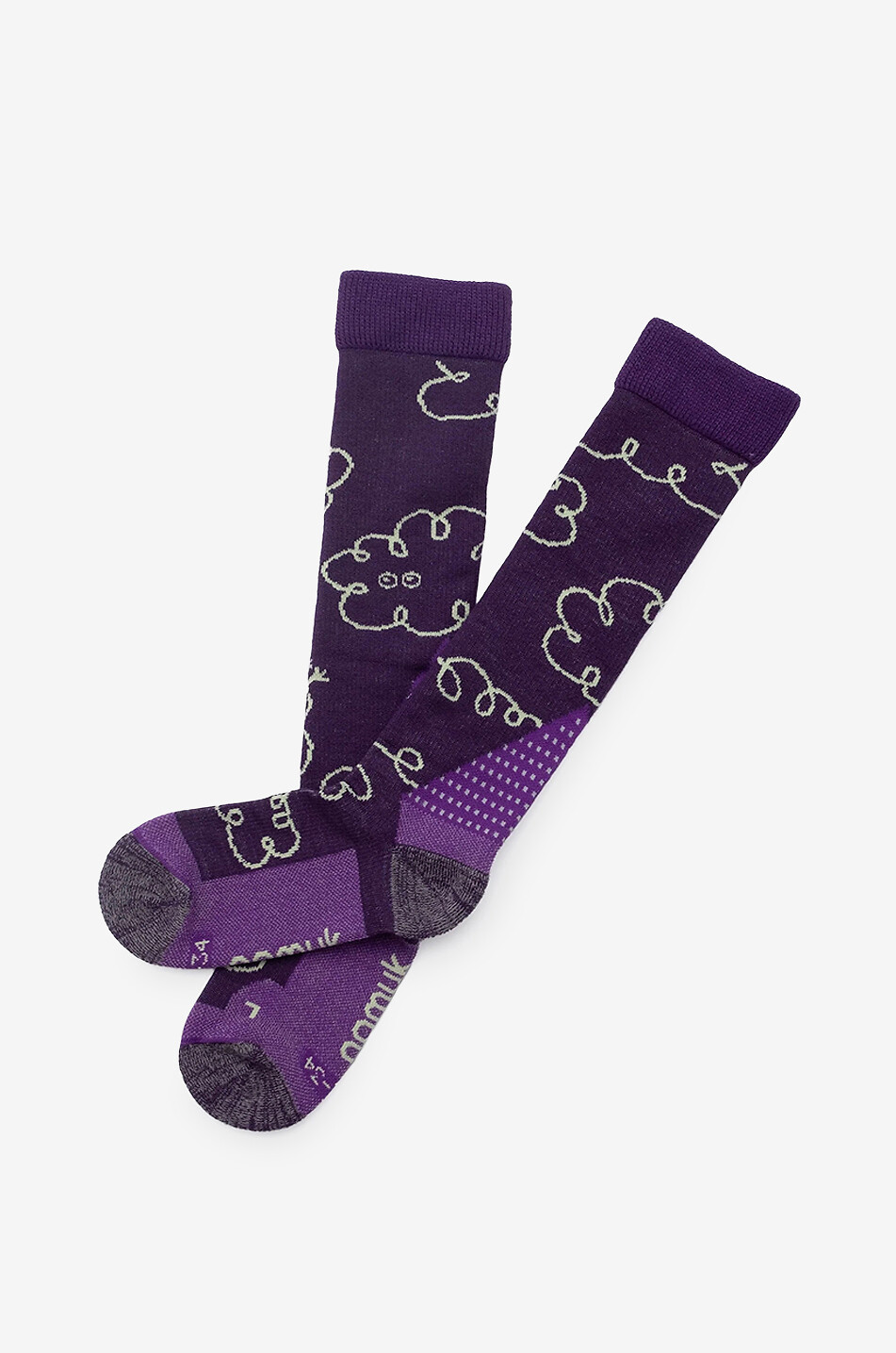 NAMUK Kinder-Ski-Socken aus Merinowolle Clouds Baby VIOLETT 1