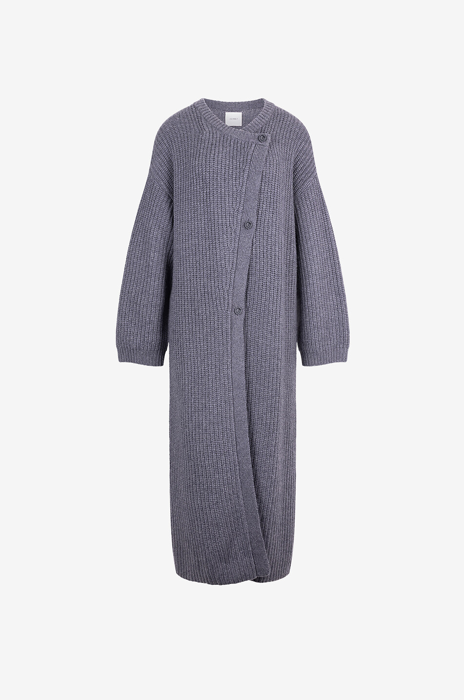 Manteau asymétrique en maille côtelée de cachemire Elodie