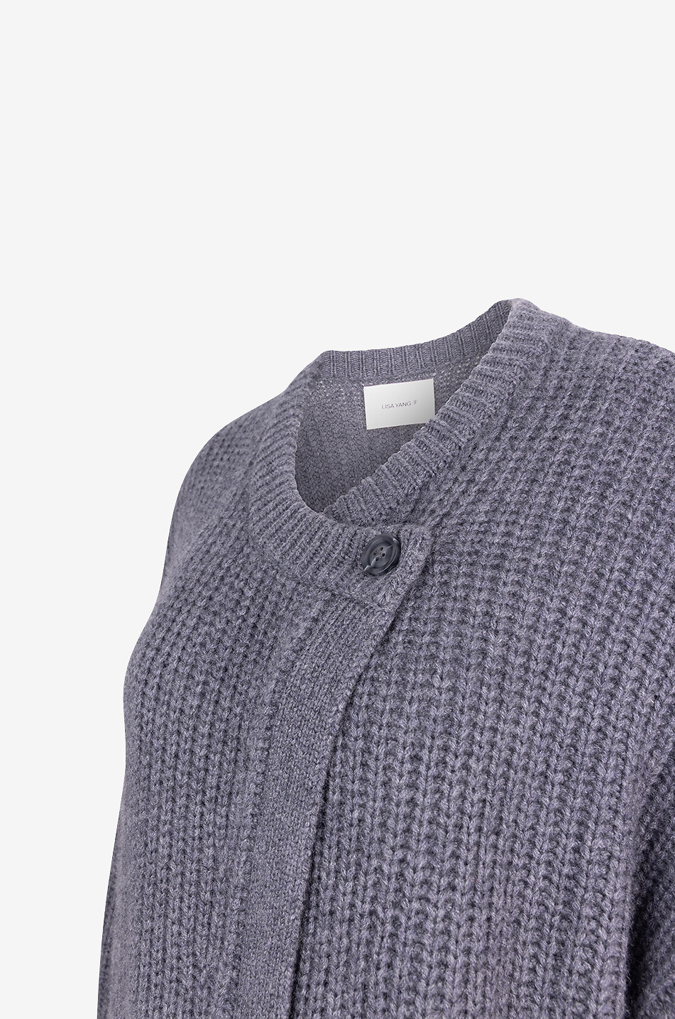 LISA YANG Manteau asymétrique en maille côtelée de cachemire Elodie Femme GRIS FONCÉ 3