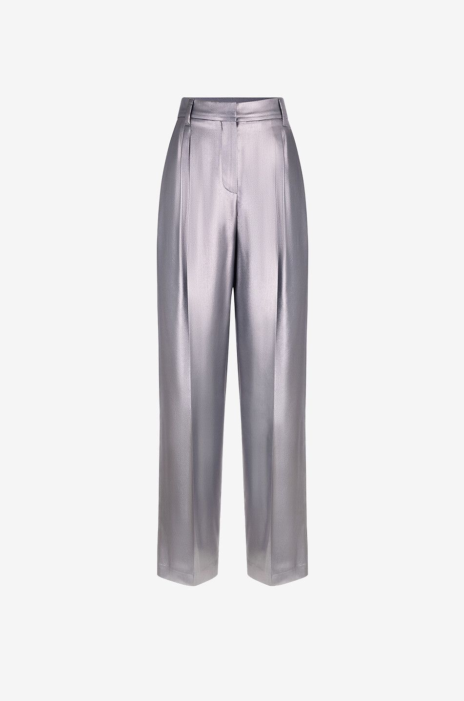 Relaxed Tailored silk twill lamé trousers with waistband tucks