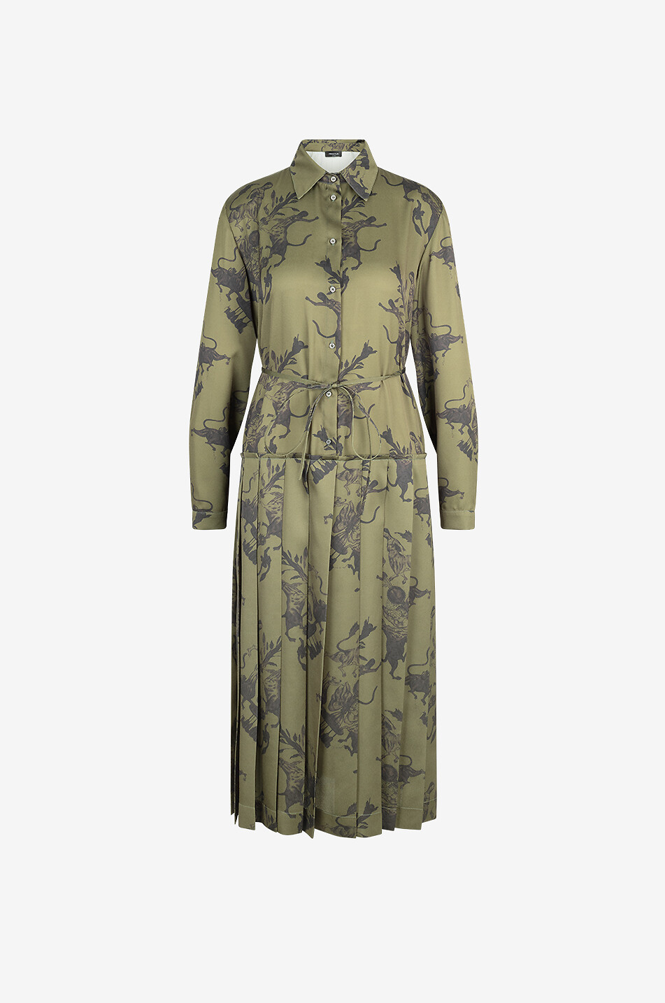 Plissiertes Midi-Hemdkleid mit Print Fabula Vitae