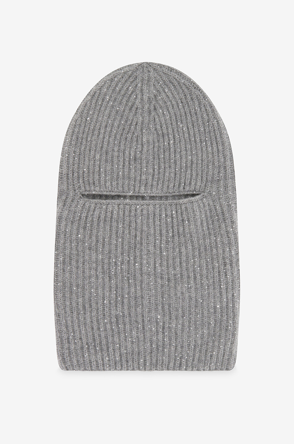 Sequinned ribbed Platinum balaclava