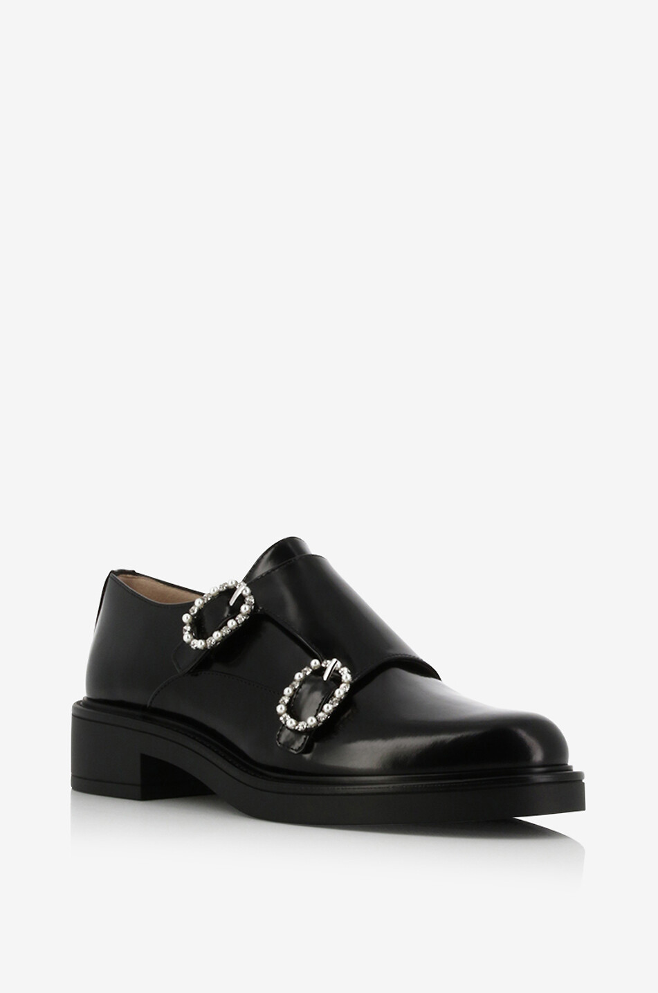 Chaussures à double-boucle en cuir brossé à cristaux Leighton Monk Strap 25