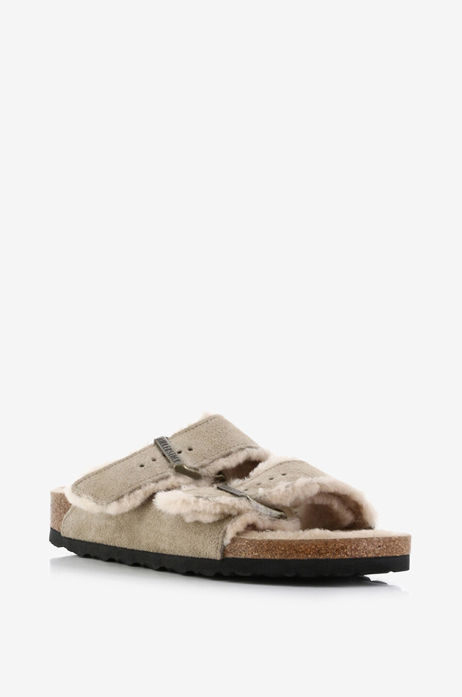 BIRKENSTOCK Mules plates fourrées en daim Arizona Femme MARRON 1