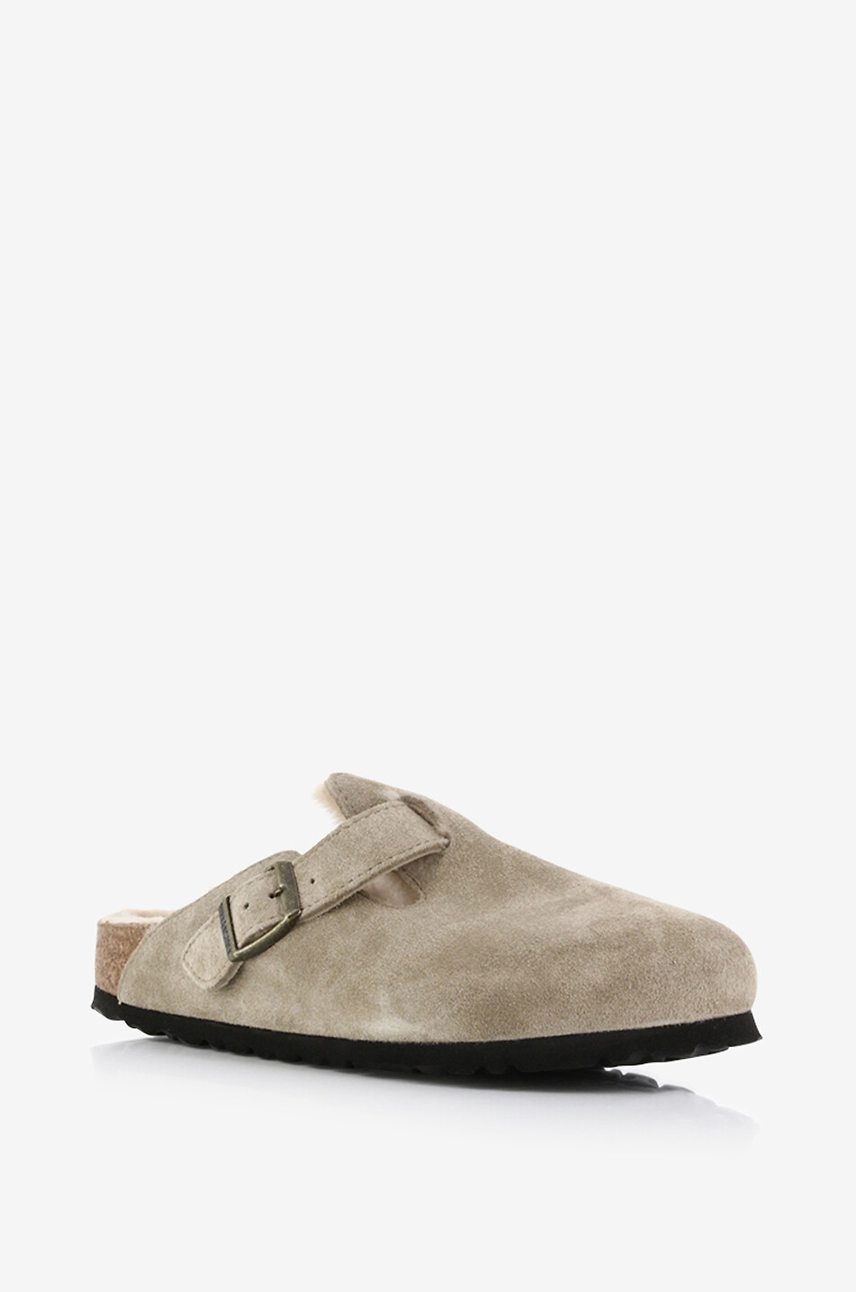 BIRKENSTOCK Flache gefütterte Clogs aus Wildleder Boston Damen BRAUN 1
