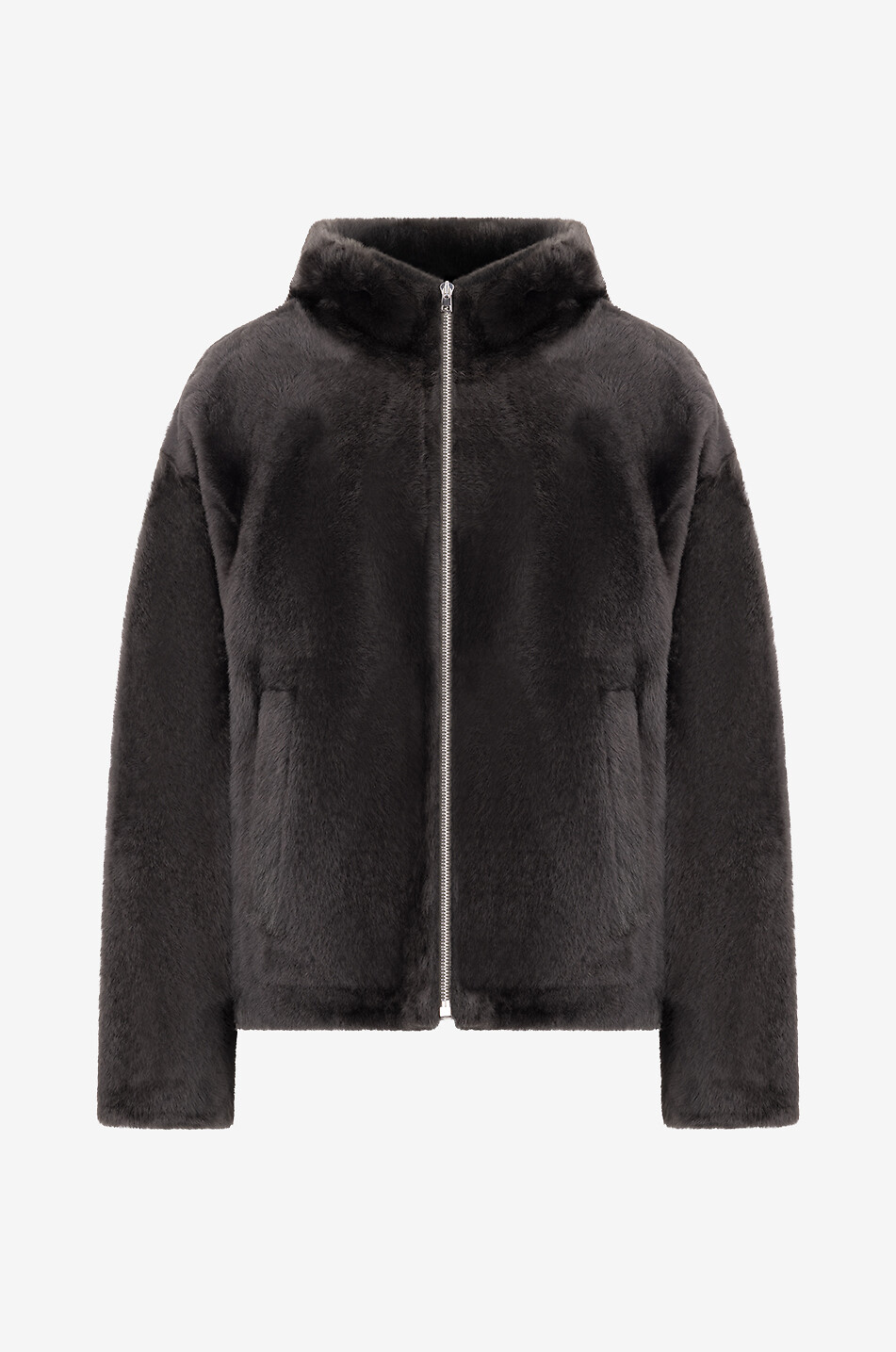 Blouson zippé à col montant en peau lainée Lacon