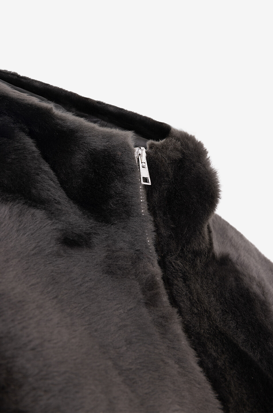 Blouson zippé à col montant en peau lainée Lacon