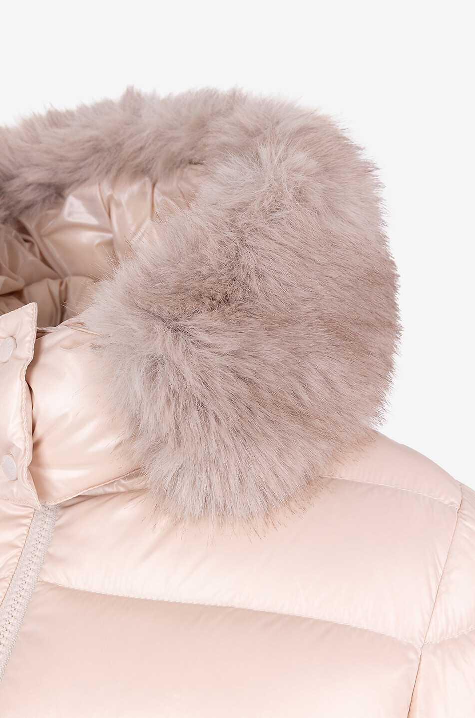 MONCLER Kurze Daunenjacke mit Plüsch an der Kapuze Badyf Damen BEIGE 3