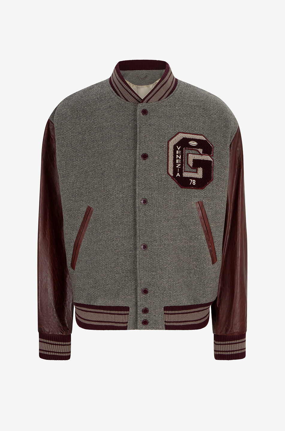 Aleandro knit and leather varsity jacket