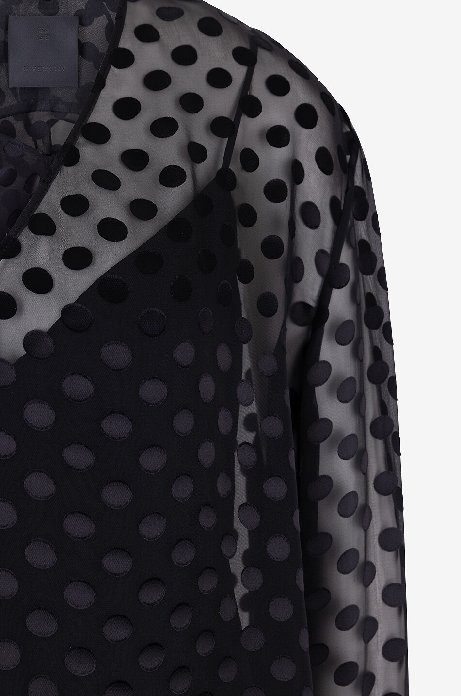 Blouse en satin dévoré à pois et lavallière