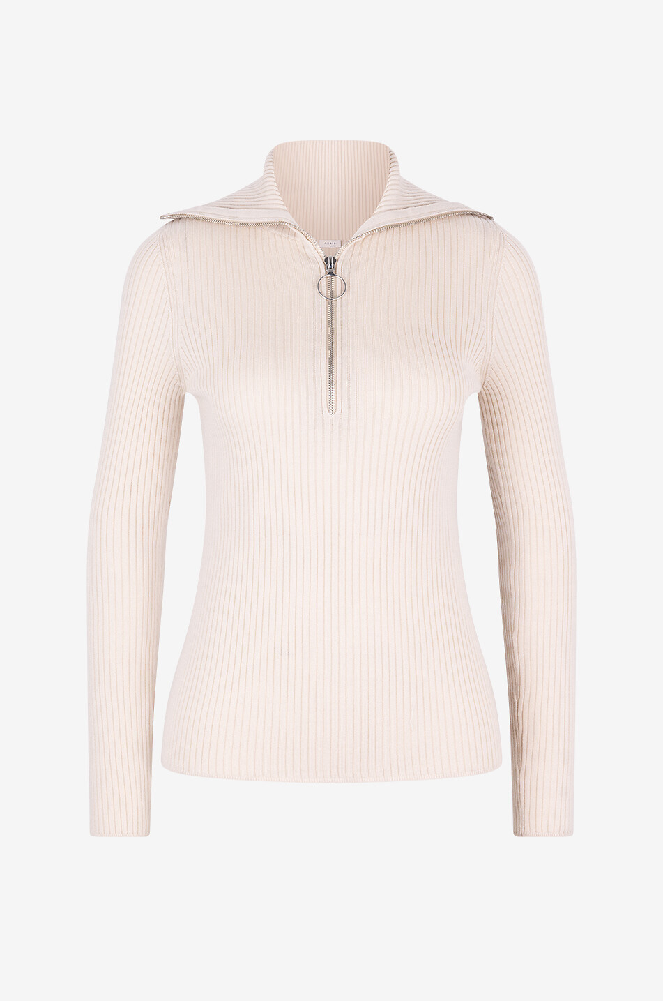 Pull chaussette côtelé en laine vierge à col camionneur