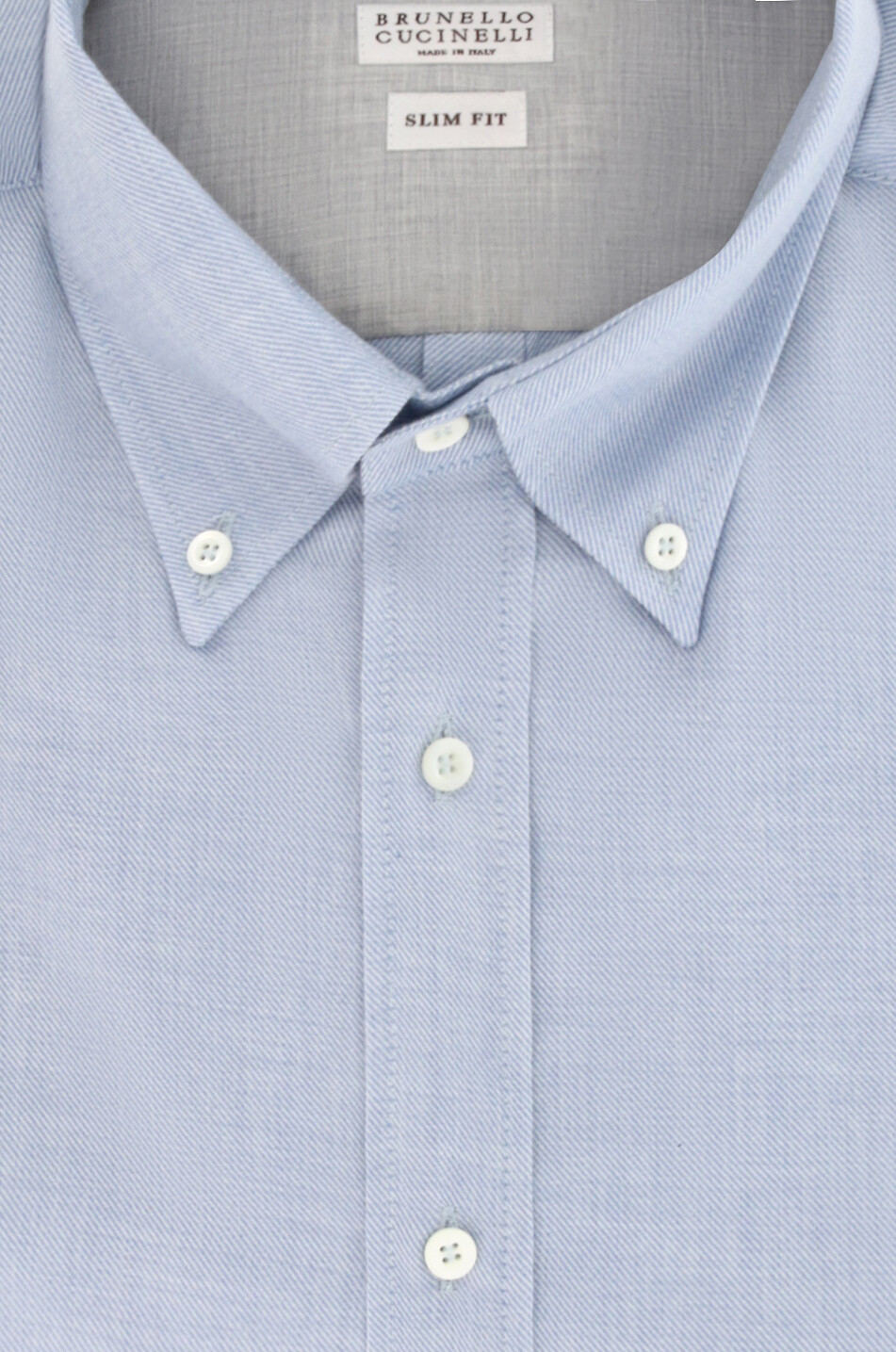 BRUNELLO CUCINELLI Slim-Fit-Hemd aus Kaschmir- und Baumwolltwill mit geknöpftem Kragen Herren HELLBLAU 2