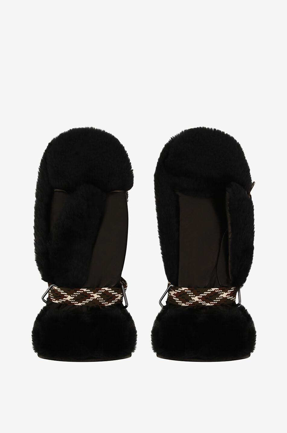 PIERO RESTELLI Faux fur mittens Women BLACK 2