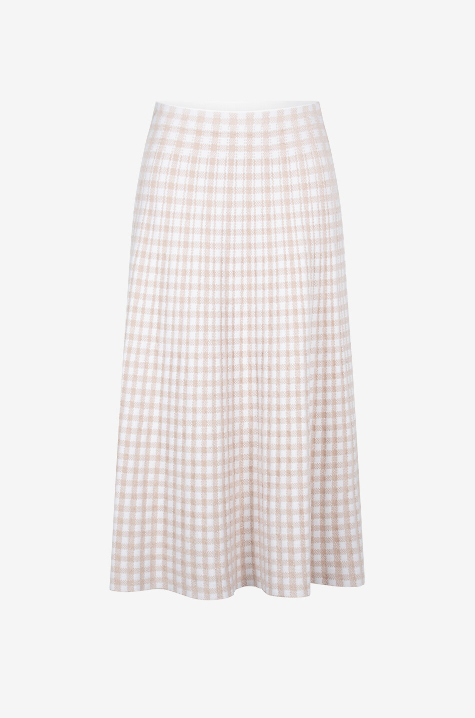 ANTONINO VALENTI Jane flared checked knit midi skirt Women Light beige 1