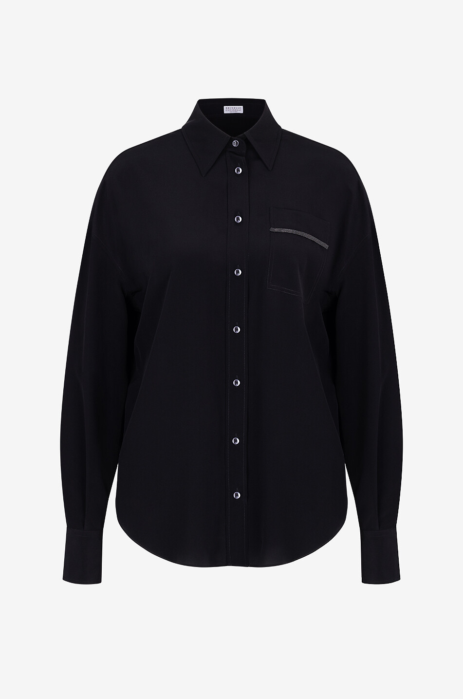 Chemise en crêpe de soie à poche poitrine brodée Monile BRUNELLO