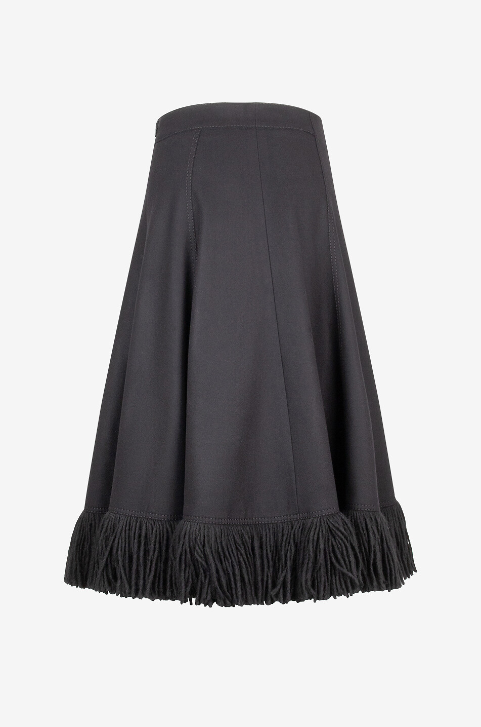 AKRIS PUNTO Wool and cashmere fringed flared midi skirt Women BLACK 2